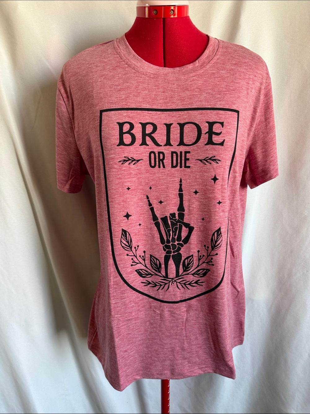 Bride Or Die Graphic Tee - Heather Pink Short Sleeve Top